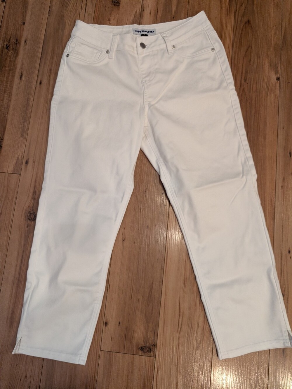 Nygard Stretch Capri Length White Straight-Leg Pants